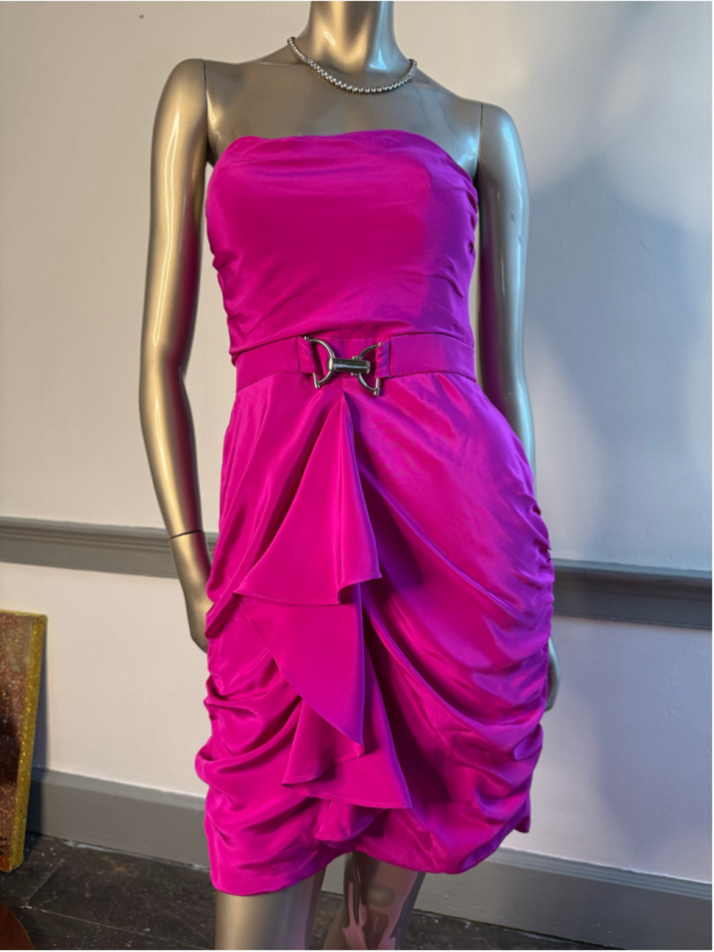 Hoaglund New York 100% Silk Strapless Ruched Cocktail Dress Pink NWT Sz 6